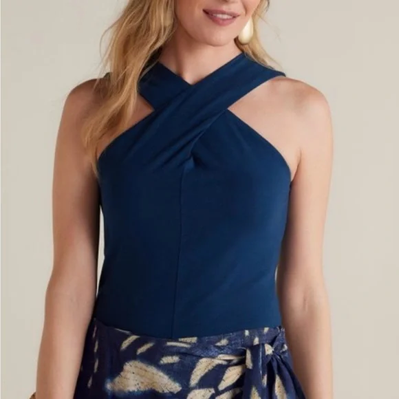 SOLD- Soft Surroundings Tayla Top navy Blue Large. - Picture 2 of 4